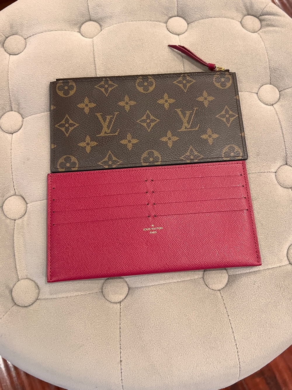 Louis Vuitton Monogram Canvas Wallet with Pink Interior and Zip